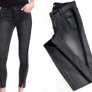 PAIGE ultra skinny, mid rise twisted hem ankle jeans black granite size 27 NEW